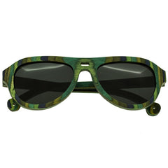 Spectrum Lopez Wood Polarized Sunglasses - Green Stripe/Black