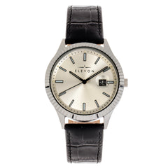 Elevon Concorde Leather-Band Watch w/Date - Silver