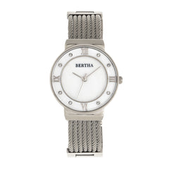 Bertha Dawn Mother-of-Pearl Cable Bracelet Watch - Silver