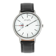 Simplify The 6500 Leather-Band Watch - Black/White