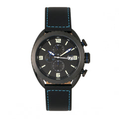 Morphic M64 Series Chronograph Leather-Band Watch w/ Date - Black/Blue