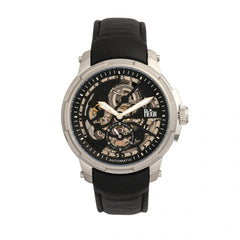 Reign Matheson Automatic Skeleton Dial Leather-Band Watch - Black