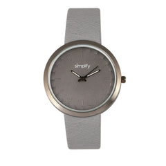 Simplify The 6000 Leather-Band Watch - Gunmetal/Grey