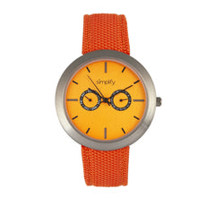 Simplify The 6100 Canvas-Overlaid Strap Watch w/ Day/Date - Orange