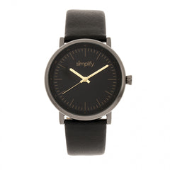 Simplify The 6200 Leather-Strap Watch - Black/Gunmetal