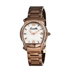 Bertha Fiona MOP Ladies Bracelet Watch w/ Date - Rose Gold/White
