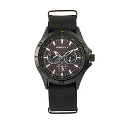 Breed Dixon Leather-Band Watch w/Day/Date - Black