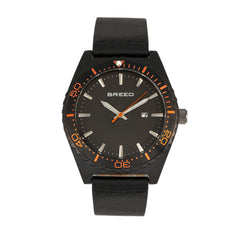 Breed Ranger Leather-Band Watch w/Date - Black