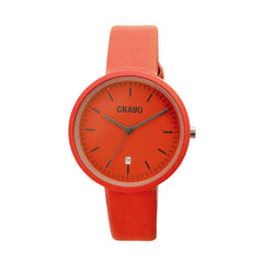 Crayo Easy Leather-Band Unisex Watch w/ Date - Red