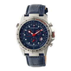 Morphic M36 Series Leather-Band Chronograph Watch - Silver/Blue