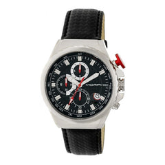 Morphic M39 Series Leather-Band Chronograph Watch - Silver/Black