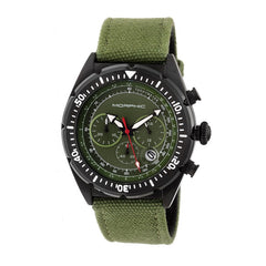 Morphic M53 Series Chronograph Fiber-Weaved Leather-Band Watch w/Date - Black/Olive