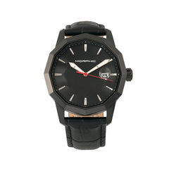 Morphic M56 Series Leather-Band Watch w/Date - Black