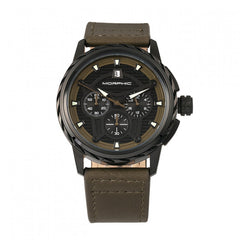 Morphic M61 Series Chronograph Leather-Band Watch w/Date - Black/Olive