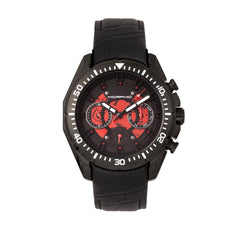 Morphic M66 Series Skeleton Dial Leather-Band Watch w/ Day/Date - Black