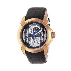 Reign Optimus Automatic Skeleton Leather-Band Watch - Rose Gold/Black
