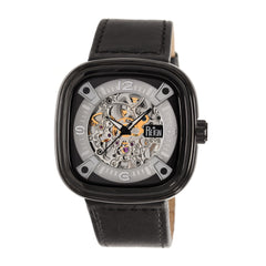 Reign Nero Automatic Skeleton Dial Leather-Band Watch - Black