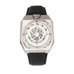 Reign Asher Automatic Sapphire Crystal Leather-Band Watch - Silver/Black