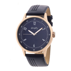 Simplify The 5700 Leather-Band Watch - Navy