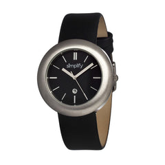 Simplify The 900 Leather-Band Ladies Watch w/ Date - Silver/Black