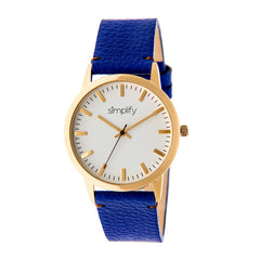 Simplify The 2800 Leather-Band Watch - Gold/Blue