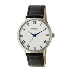 Simplify The 2900 Leather-Band Watch - Silver/Black