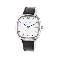 Simplify The 3500 Leather-Band Watch - Silver/Black