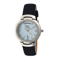 Sophie & Freda New Orleans MOP Leather-Band Watch - Silver/Powder Blue
