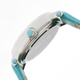 Bertha Chelsea MOP Leather-Band Ladies Watch - Silver/Turquoise BTHBR4901