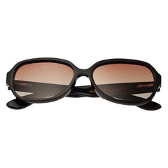 Bertha Payton Buffalo-Horn Polarized Sunglasses - Black/Black