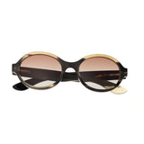 Bertha Laurel Buffalo-Horn Polarized Sunglasses - Black-Tan/Brown BRSBR006M