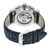 Reign Stavros Automatic Skeleton Leather-Band Watch - Silver/Navy REIRN3702