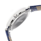 Bertha Elizabeth Unique Bezel Leather-Band Watch - Silver/Blue BTHBR6604