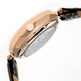 Empress Stella Automatic Semi-Skeleton Dial Leather-Band Watch - Black/Rose Gold EMPEM2105