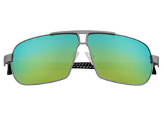 Breed Sagittarius Titanium Polarized Sunglasses - Silver/Gold-Green BSG032SR