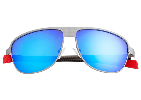 Breed Hardwell Titanium and Carbon Fiber Polarized Sunglasses - Silver/Blue BSG007SR