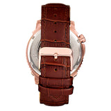 Reign Bauer Automatic Semi-Skeleton Leather-Band Watch - Rose Gold/White REIRN6005