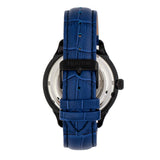 Heritor Automatic Harding Semi-Skeleton Leather-Band Watch - Black/Blue HERHR9005