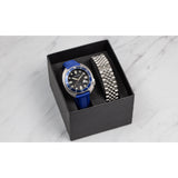 Heritor Automatic Matador Box Set with Interchangable Bands and Date Display - Blue/Silver HERHR9304