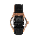 Heritor Automatic Everest Wooden Bezel Leather Band Watch /Date  - Rose Gold/Black - HERHS1605 HERHS1605