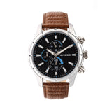 Breed Lacroix Chronograph Leather-Band Watch - Silver/Brown BRD6802
