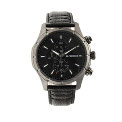 Breed Lacroix Chronograph Leather-Band Watch - Gunmetal/Black