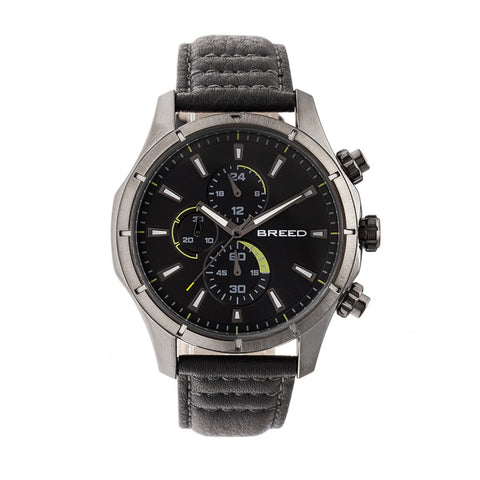 Breed Lacroix Chronograph Leather-Band Watch - Gunmetal/Grey BRD6806