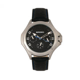 Breed Tempe Leather-Band Watch w/Day/Date - Black/Silver BRD6902