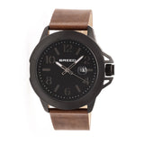 Breed Bryant Leather-Band Watch w/Date - Black/Brown BRD7104