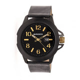 Breed Bryant Leather-Band Watch w/Date - Black/Gold BRD7105