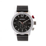 Breed Manuel Chronograph Leather-Band Watch w/Date - Silver/Black BRD7202
