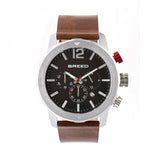 Breed Manuel Chronograph Leather-Band Watch w/Date - Silver/Brown BRD7203