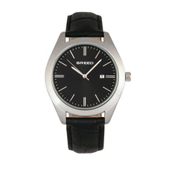 Breed Louis Leather-Band Watch w/Date - Black BRD7902
