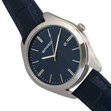 Breed Louis Leather-Band Watch w/Date - Blue BRD7903